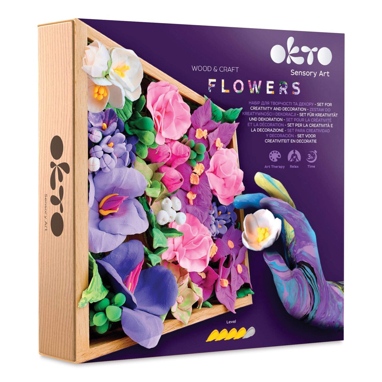 Okto Sensory Art DIY Wood & Craft Clay Kit - Flowers, Inspiration Colors